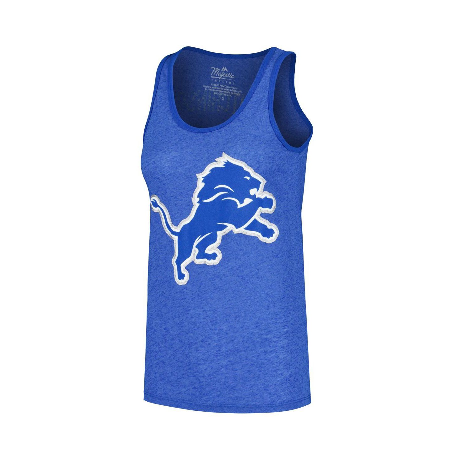 Женский топ Majestic Aidan Hutchinson Heather Blue Detroit Lions Name & Number Tri-Blend — фото 2