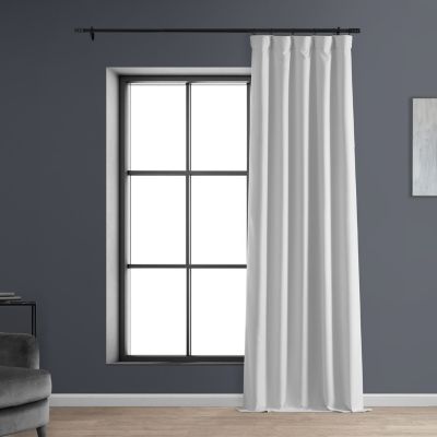 Mission White Faux Linen Hotel Blackout Curtain