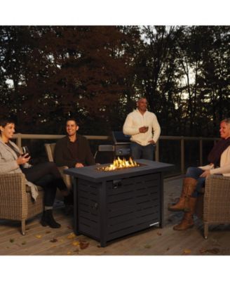 42 Inch 60 000 BTU Rectangular Propane Fire Pit Table with Waterproof Cover