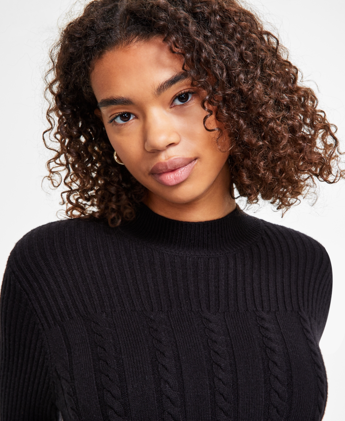 Liverpool Los Angeles Women's Mock-Neck Cable-Knit Sweater