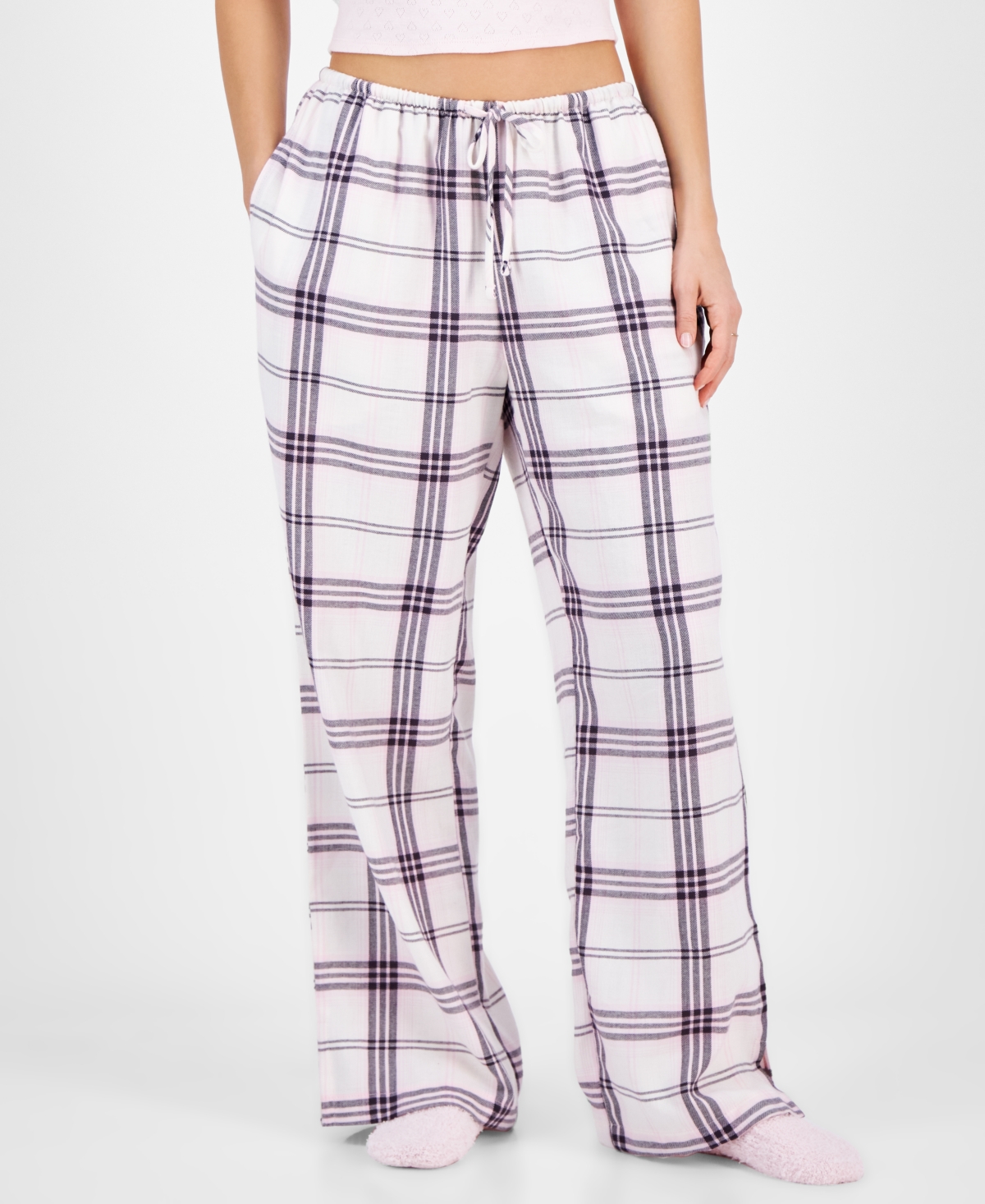 Juniors' Plaid Flannel Lounge Pants - Eggnog