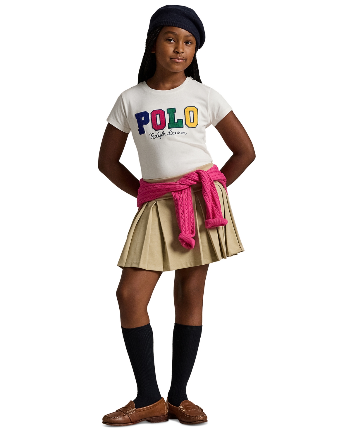 Polo Ralph Lauren Big Girls Corduroy-Logo Cotton Jersey Tee