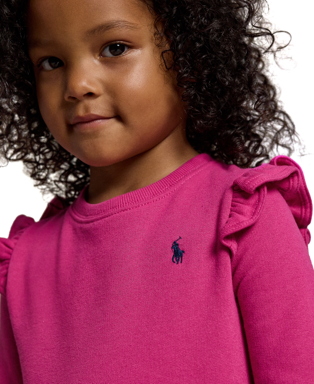 Polo Ralph Lauren Toddler and Little Girls Floral Poplin-Skirt Fleece Dress - NAVY