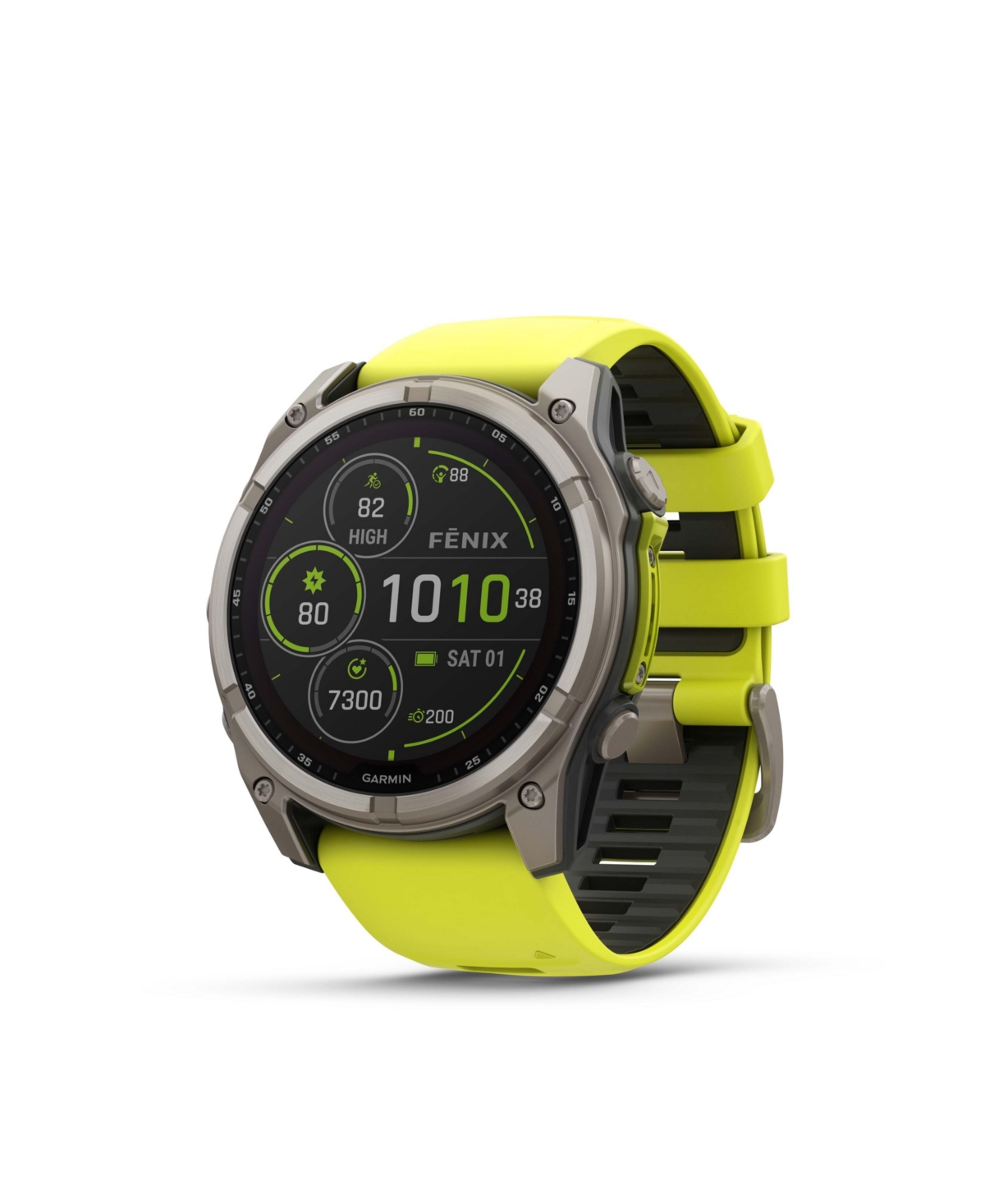 fenix 8 51mm, Saphire Solar, Outdoor & Fitness Gps Smartwatch, Bare Graphite Titanium, Amp Yellow/Graphite Band, Na - yellow/graphite band