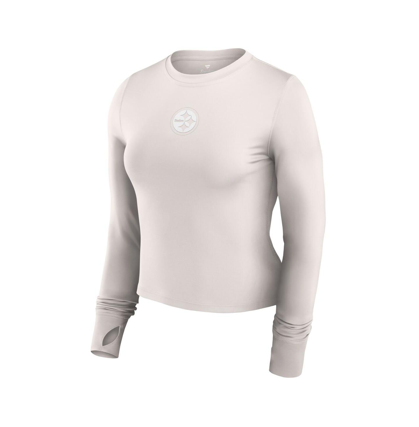 Женский топ Fanatics White Pittsburgh Steelers Studio Fitted Long Sleeve Gym — фото 3