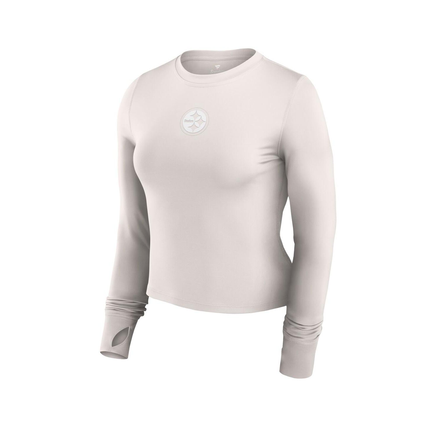 Women's White Pittsburgh Steelers Studio Fitted Long Sleeve Gym Top