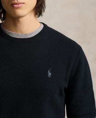 Men's Textured Cotton Crewneck Sweater