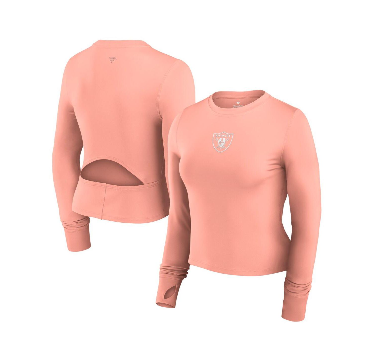Women's Coral Las Vegas Raiders Studio Fitted Long Sleeve Gym Top