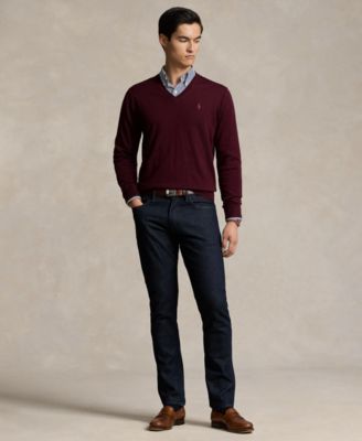 Men's Washable Wool V-Neck Sweater