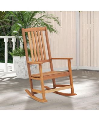 Patio Rocking Chair Ergonomic High-Back Outdoor Rocker with Smooth Rocking Base