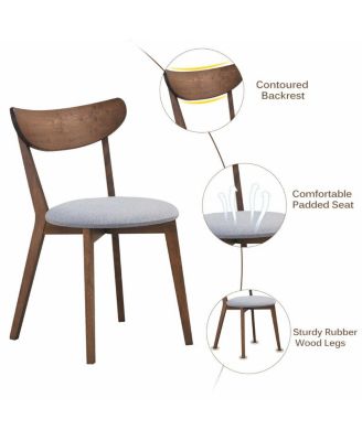 Set of 2 Dining Chairs Upholstered Curved Back Side