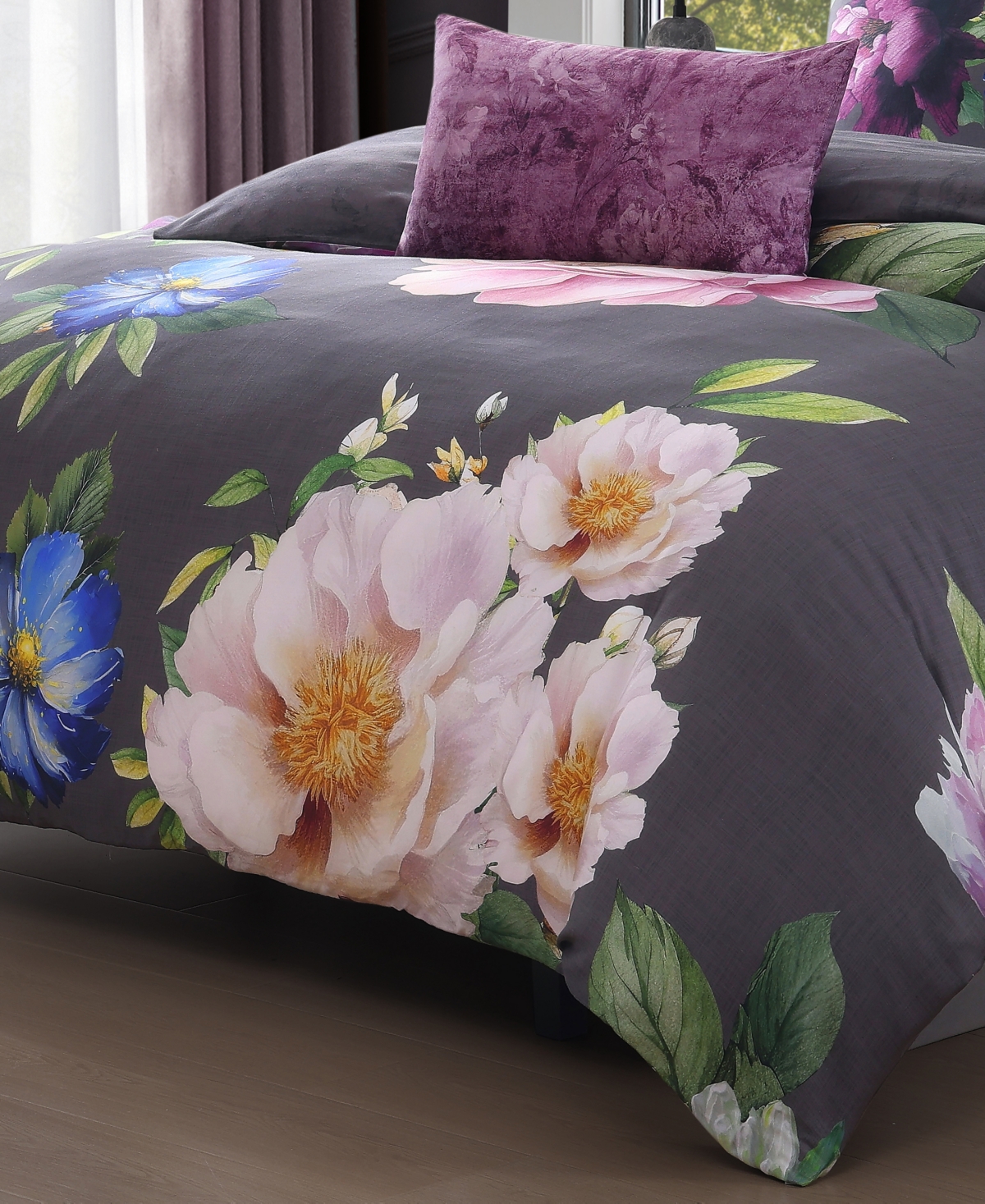 Bebejan Elegant Blossoms Bedding 100% Cotton 5 Piece Queen Size Reversible Comforter Set
