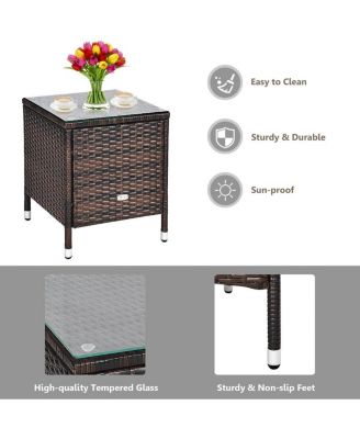 3 Pieces Ergonomic Wicker Patio Conversation Set