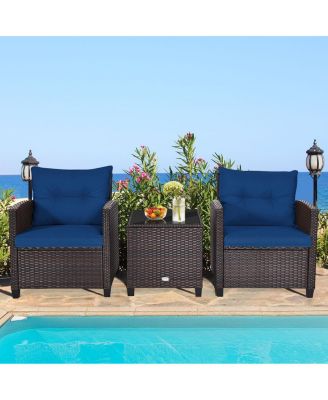 SUGIFT 3 Pieces Rattan Patio Furniture Set with Washable Cushion
