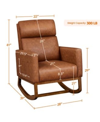 Faux Leather Upholstered Rocking Chair High Back Armchair