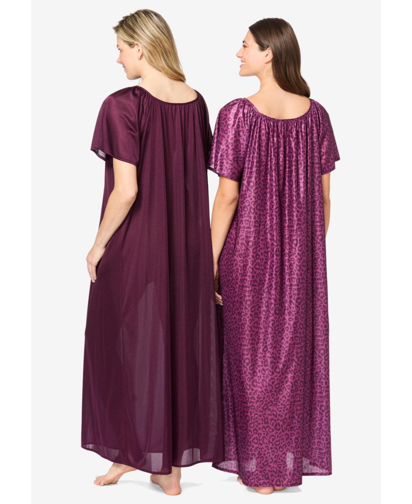 Женские платья Only Neccessities Plus Size Only Necessities Long 2 Pack Tricot Gowns, цвет: Тёмный ягодный — фото 2