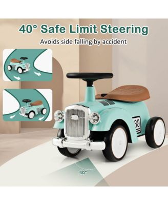 Retro Kids Ride-on Toy Kids Sit to Stand Vehicle with Working Steering Wheel White