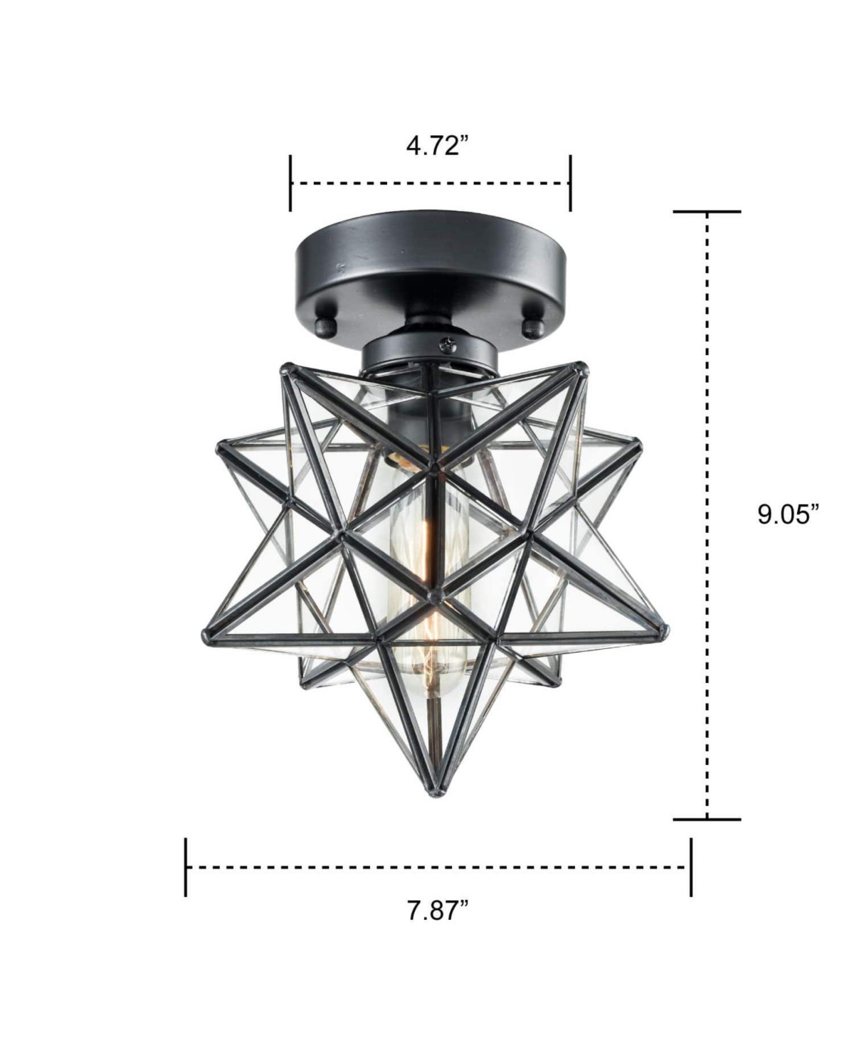 Moose Industrial Moravian Star Ceiling Light with Clear Glass 8 Inches