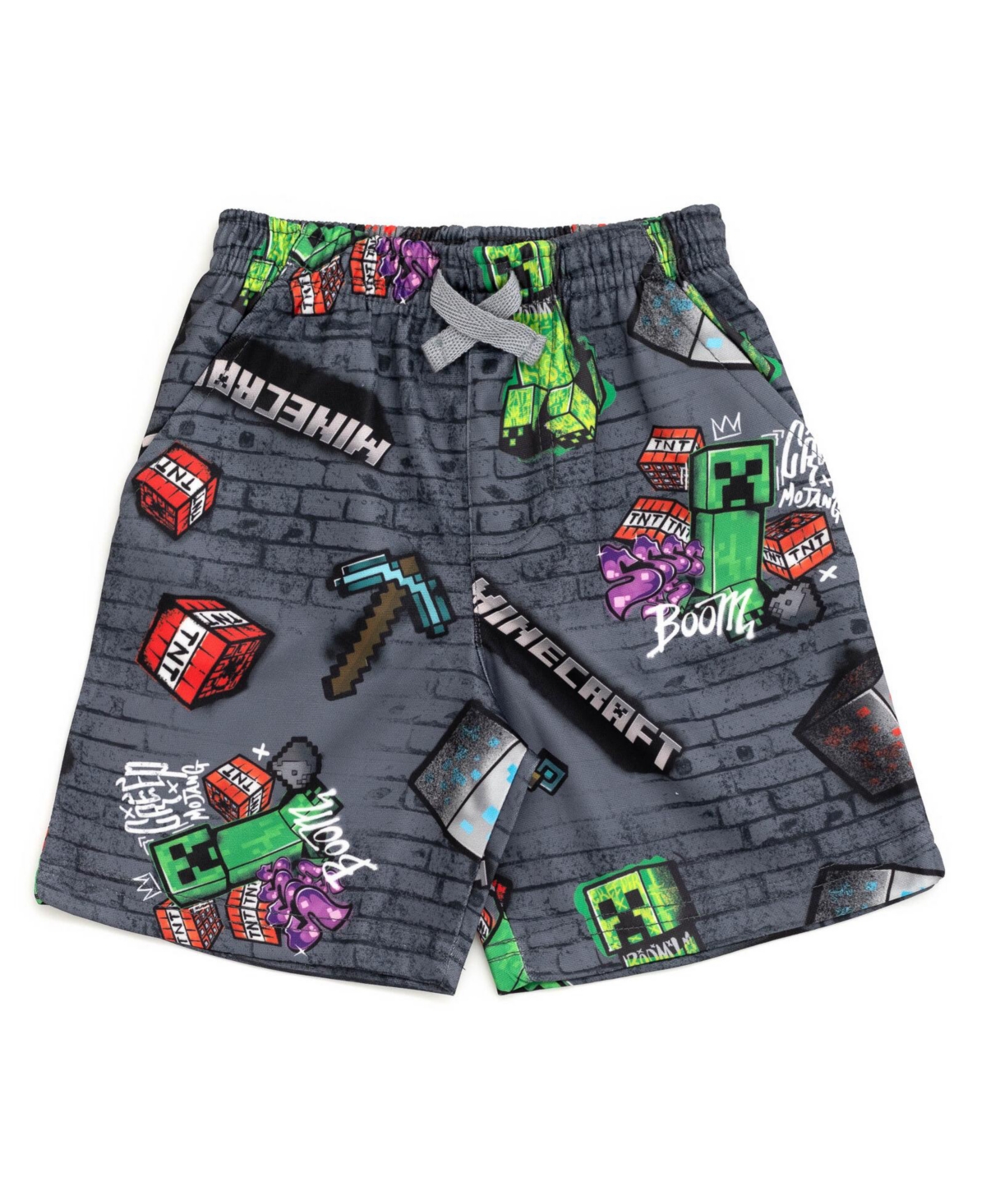 Minecraft Boys Creeper Skeleton Zombie Enderman Graphic T-Shirt and Mesh Shorts Outfit Set to