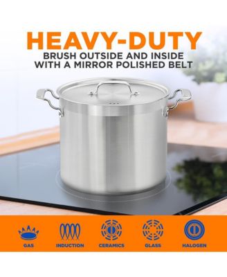 Stainless Steel Cookware Stockpot - 16 Quart, Heavy Duty Induction Pot, Soup Pot With Stainless Steel Lid