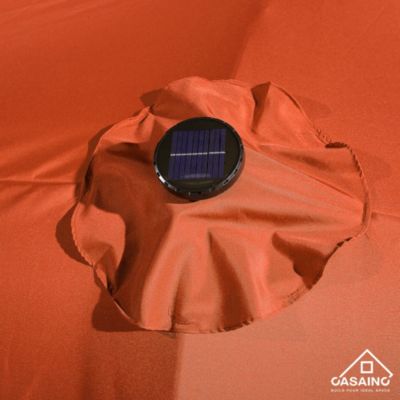 Outdoor Double-Sided Patio Umbrella with Base 36 LED Light Market Umbrella with Cover