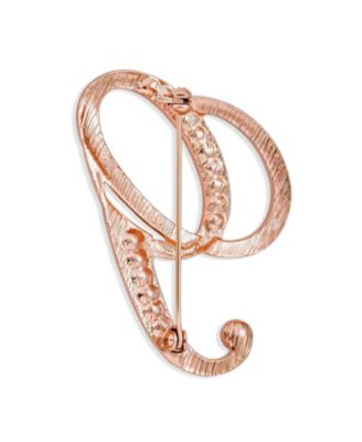 Large Statement ABC Pave Crystal Letters Alphabet Initial Scarf Lapel Pin Brooch Rose Gold Plated