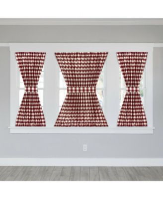 Plaid Country Farmhouse French Door Curtain Panel with Matching Tieback