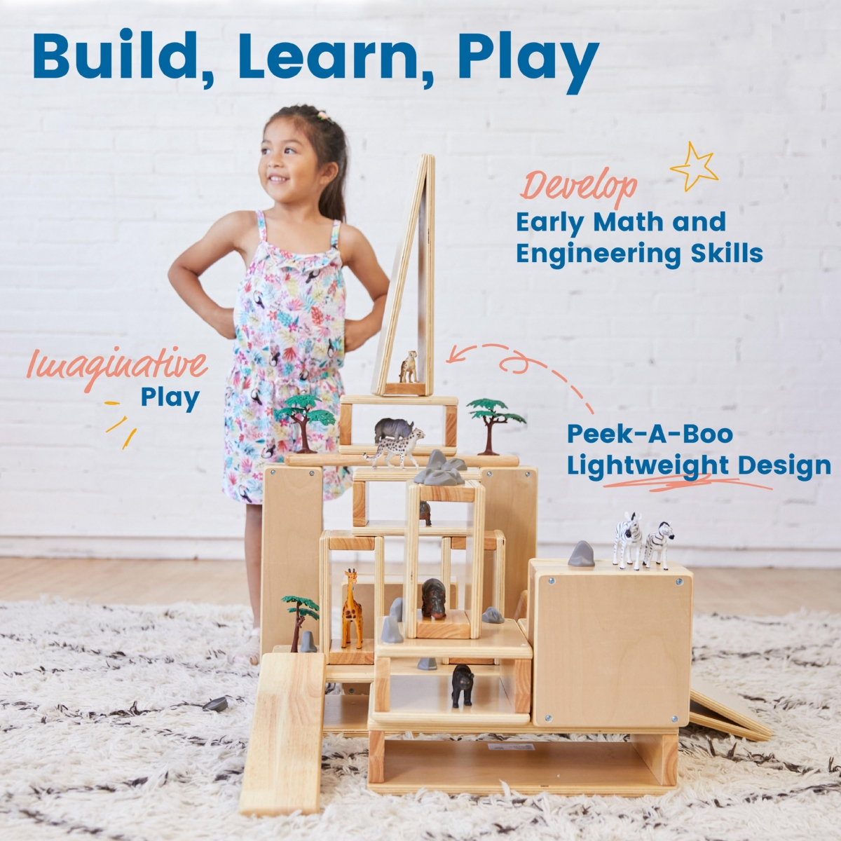 ECR4Kids Hollow Block Set, Natural, 18-Piece