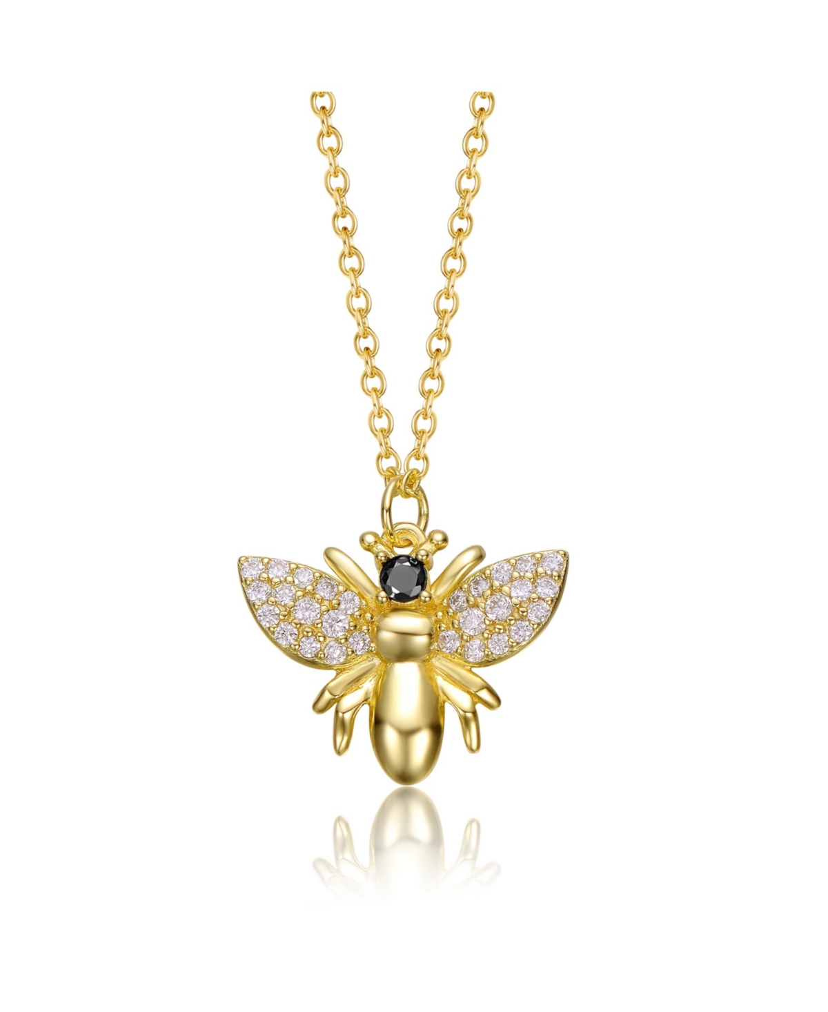 14K Gold Plated Cubic Zirconia Wasp Pendant Necklace - Gold