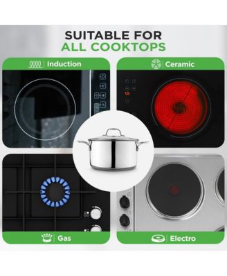 Stainless Steel Cookware Stockpot - 6 Quart, Heavy Duty Induction Pot, Soup Pot With Lid