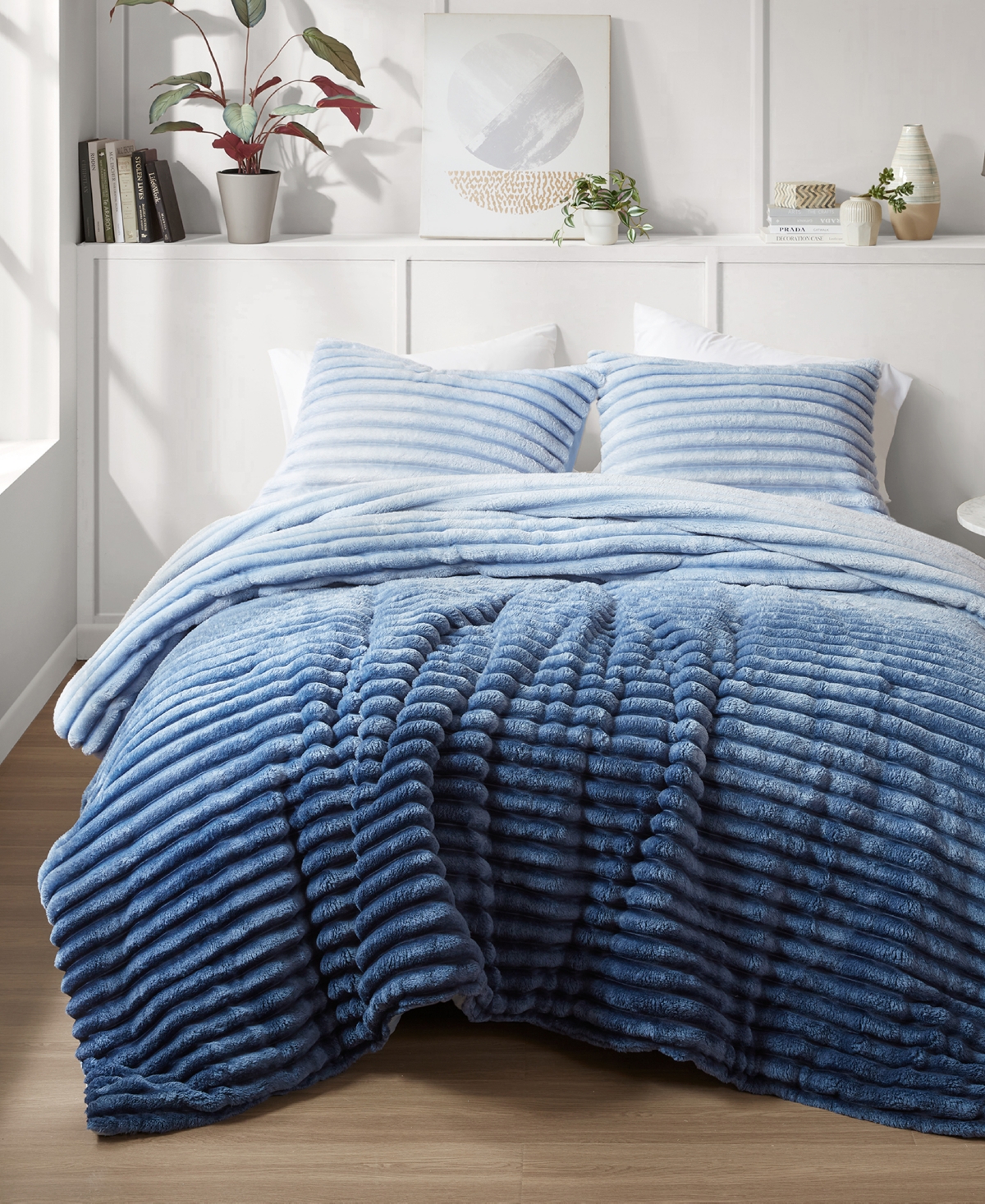 510 Design Avril Fluffy Ribbed Plush 2-pc. Comforter Set, Twin/twin Xl In Blue Ombre
