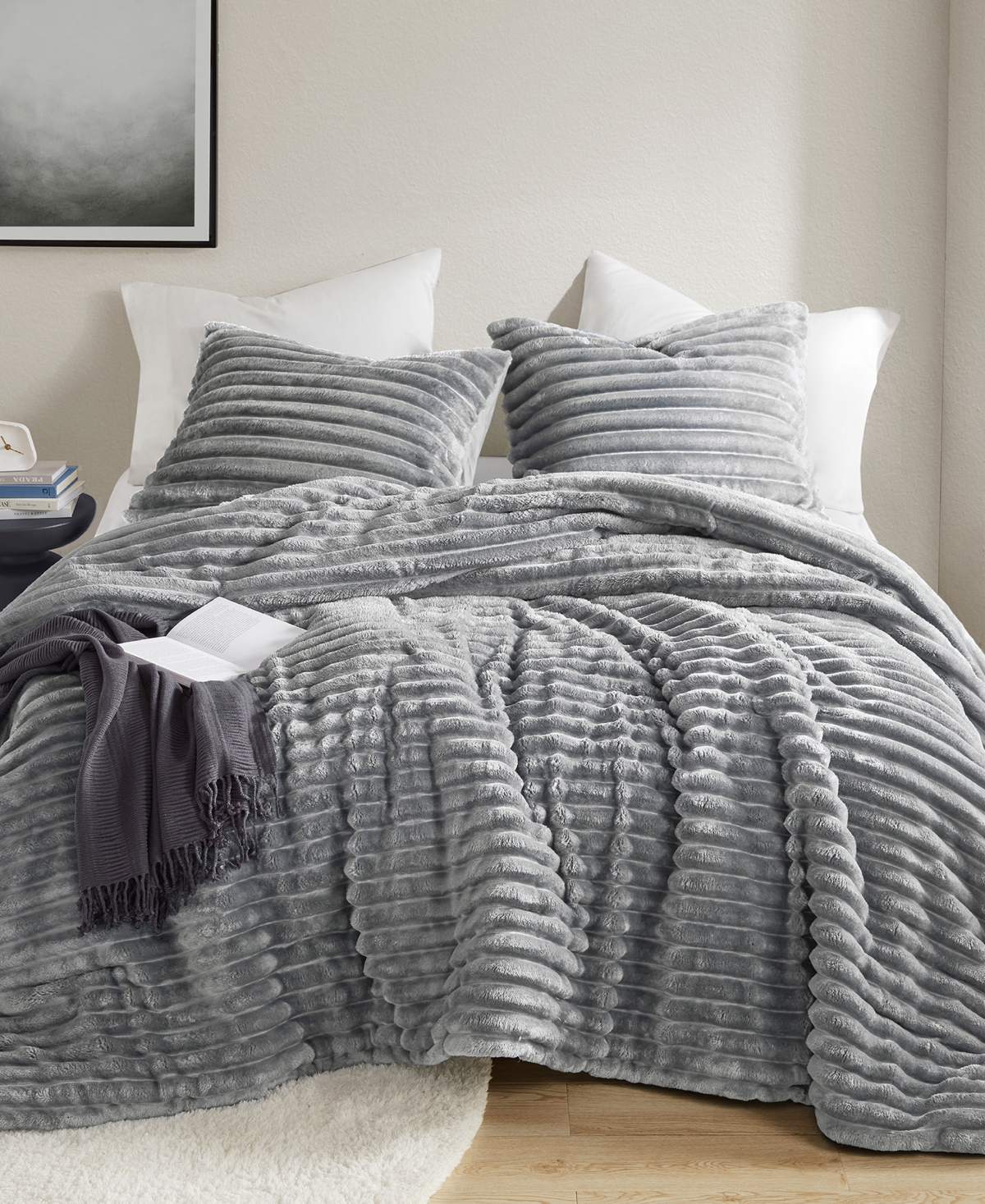 510 Design Avril Fluffy Ribbed Plush 3-pc. Comforter Set, King/california King In Gray