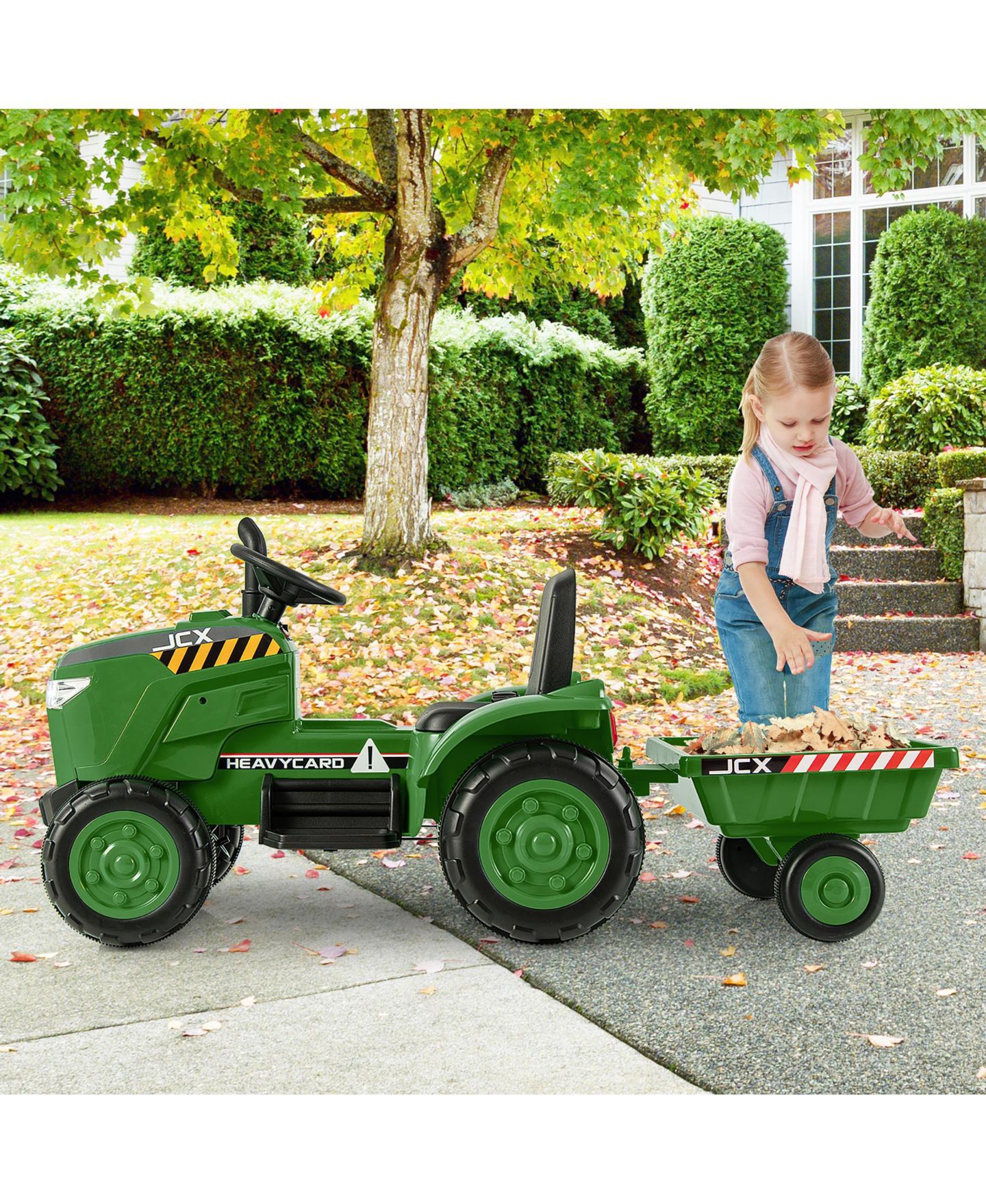 Детская игрушка Gymax 2-in-1 Electric Tractor with Trailer Remote Control Ride-On, 66 lbs. Capacity, Ages 3+, цвет: Чёрный — фото 6