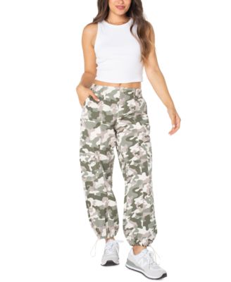 Celebrity Pink - Juniors' Camo-Print Drawcord-Hem Parachute Pants