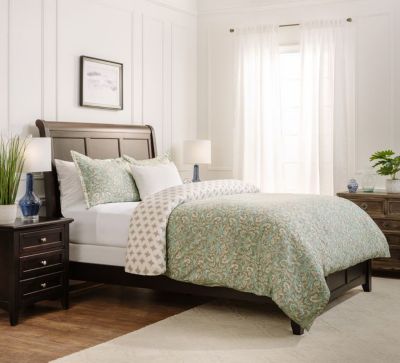 Premium Damask Sage Duvet Cover Set - Duvet Cover (90” x 90”) & 1 Pillow Sham (20” x 26”) - 2-Piece Set, Twin Size