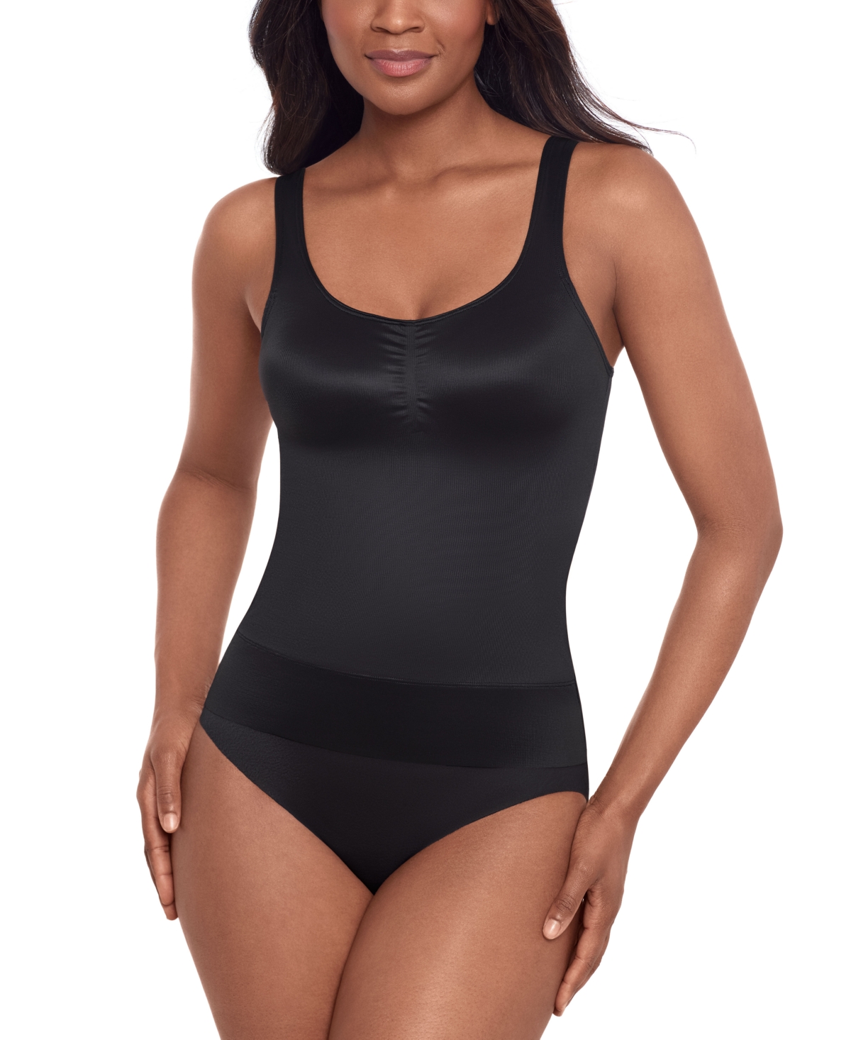 Shop Miraclesuit Shapewear Women's Comfy Curves Scoop Neck Shaping Tank 2513 In Black