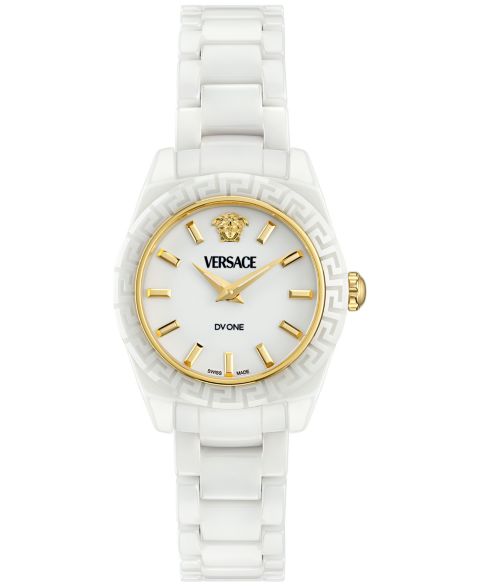 Женские швейцарские часы Versace DV One Mini, белый керамический браслет, 28 мм