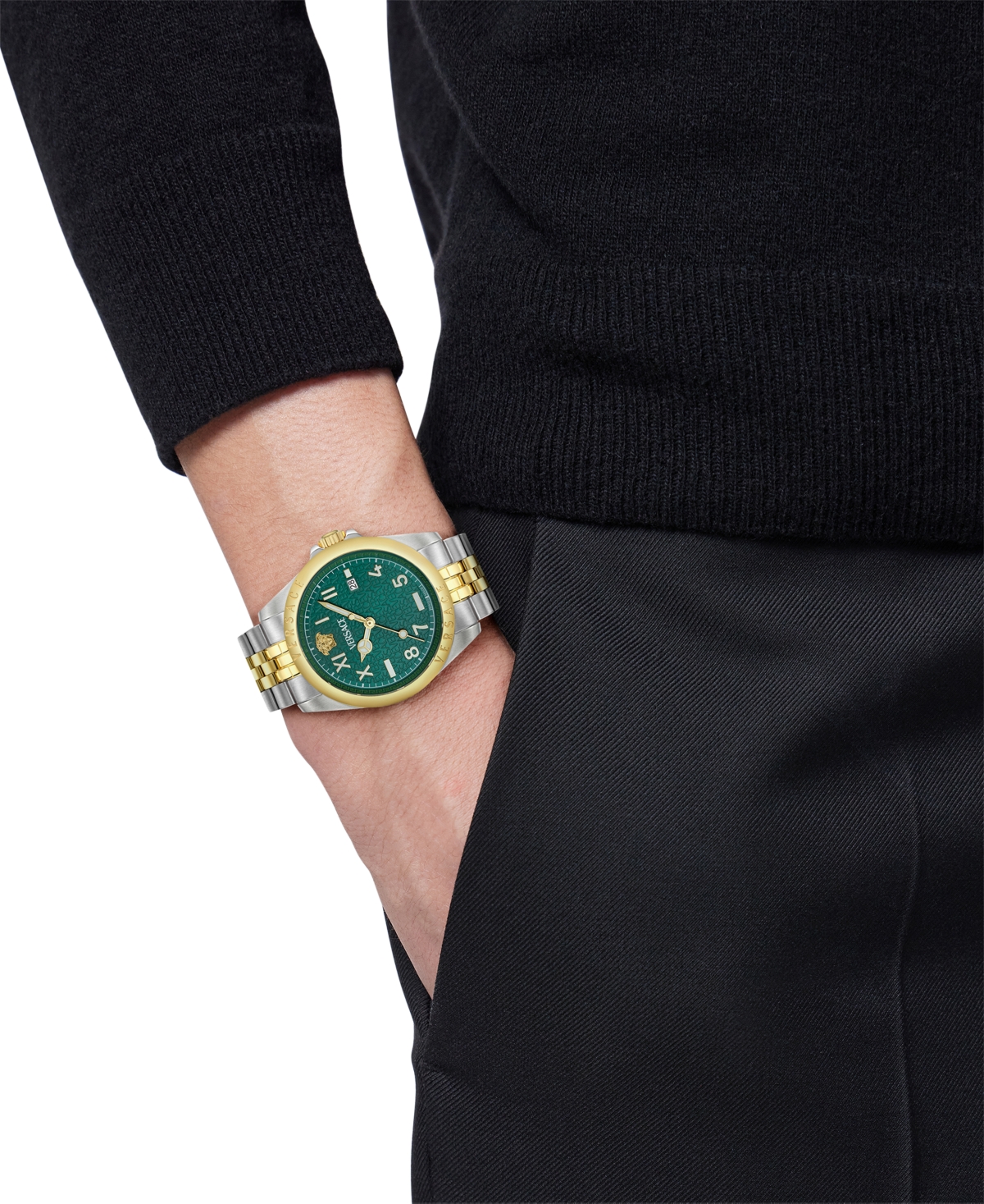 Versace Men's Swiss Two-tone Stainless Steel Bracelet Watch 42mm In Two Tone