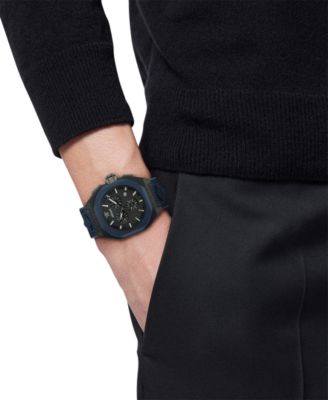 Men's Swiss Chronograph Blue Silicone Strap Watch 44mm