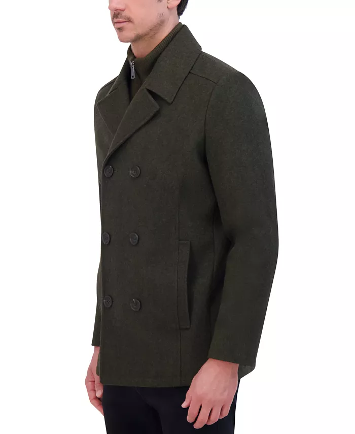 Men's Wool Blend Peacoat with Bib Coat - thumbnail 8