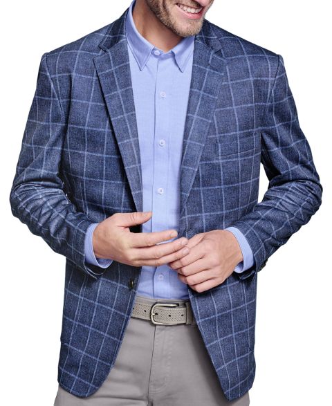 Мужской пиджак Johnston & Murphy Regular-Fit Sport Coat, цвет: Синий клетчатый
