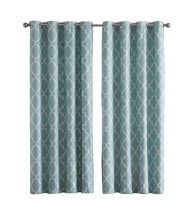 2 Piece 100% Full Blackout Trellis Grommet Top Window Curtain Panels