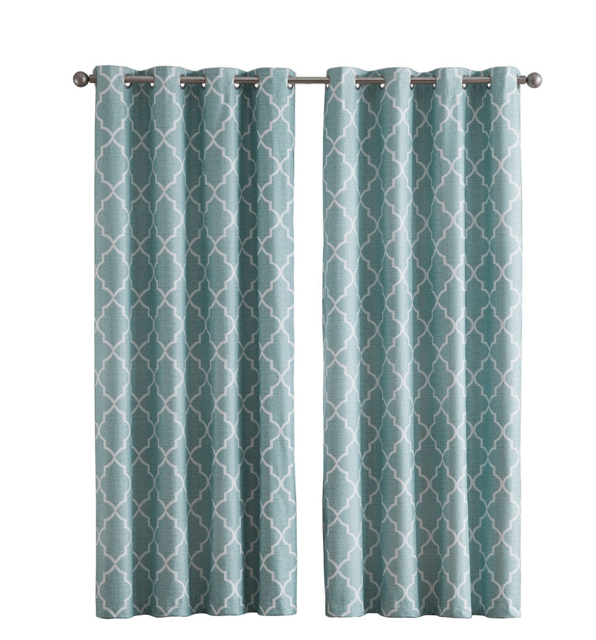 Kate Aurora 2 Piece 100% Full Blackout Trellis Grommet Top Window Curtain Panels