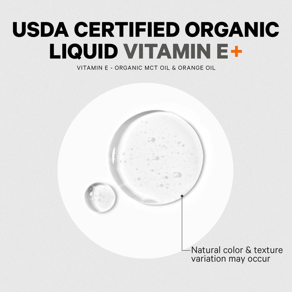 Codeage Liquid Vitamin E+ - Usda-Certified Organic Vitamin E - 2-Month Supply - D-Alpha Tocopherol Acetate, Organic Mct Oil, Organic Orange Fruit Oil