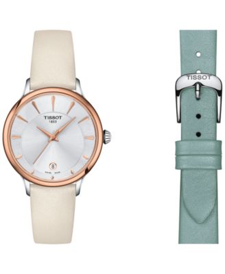 Women's Swiss Odaci-T Cream Leather Strap Watch 33mm