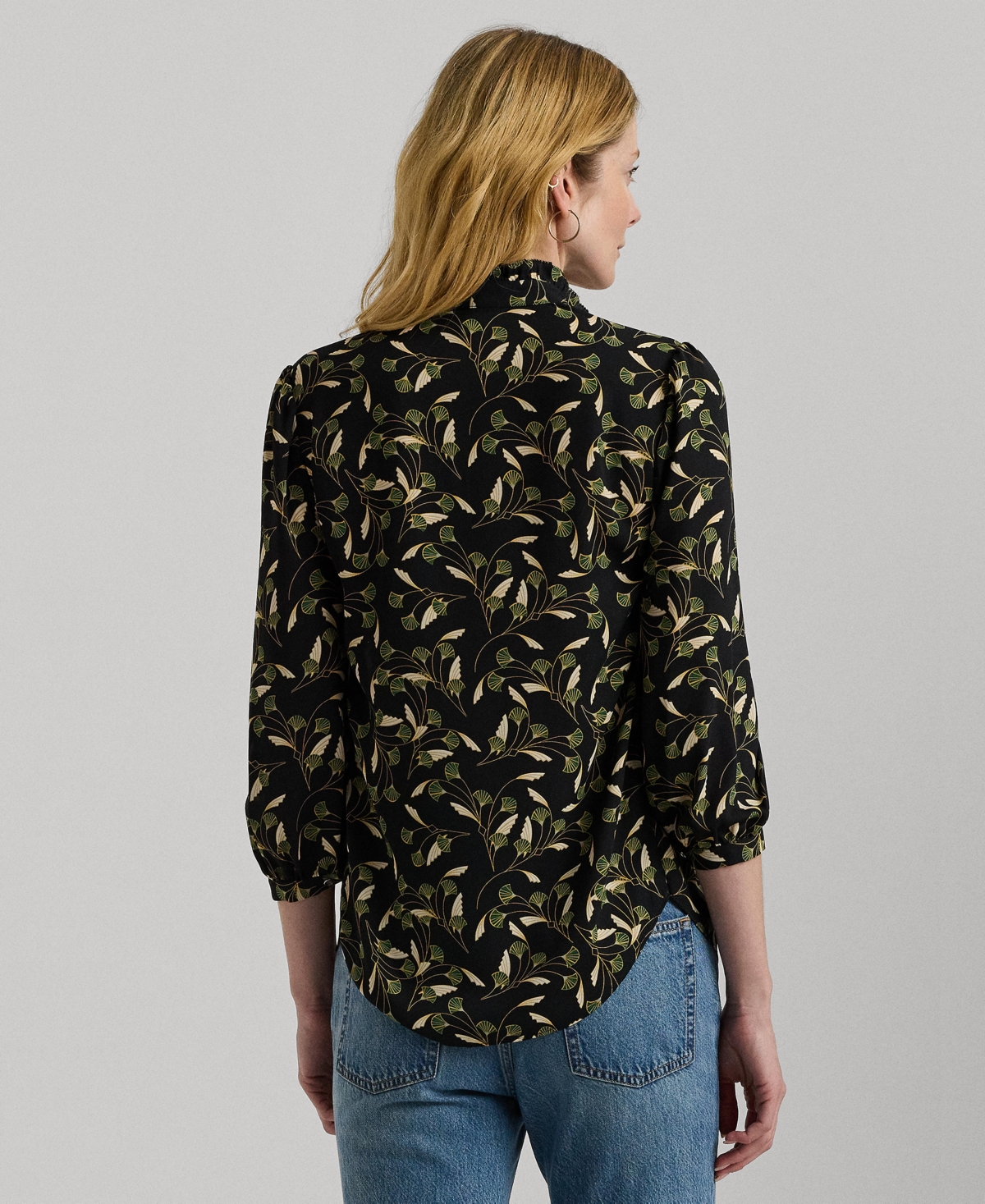 Lauren Ralph Lauren Women's Floral Georgette Blouson-Sleeve Shirt