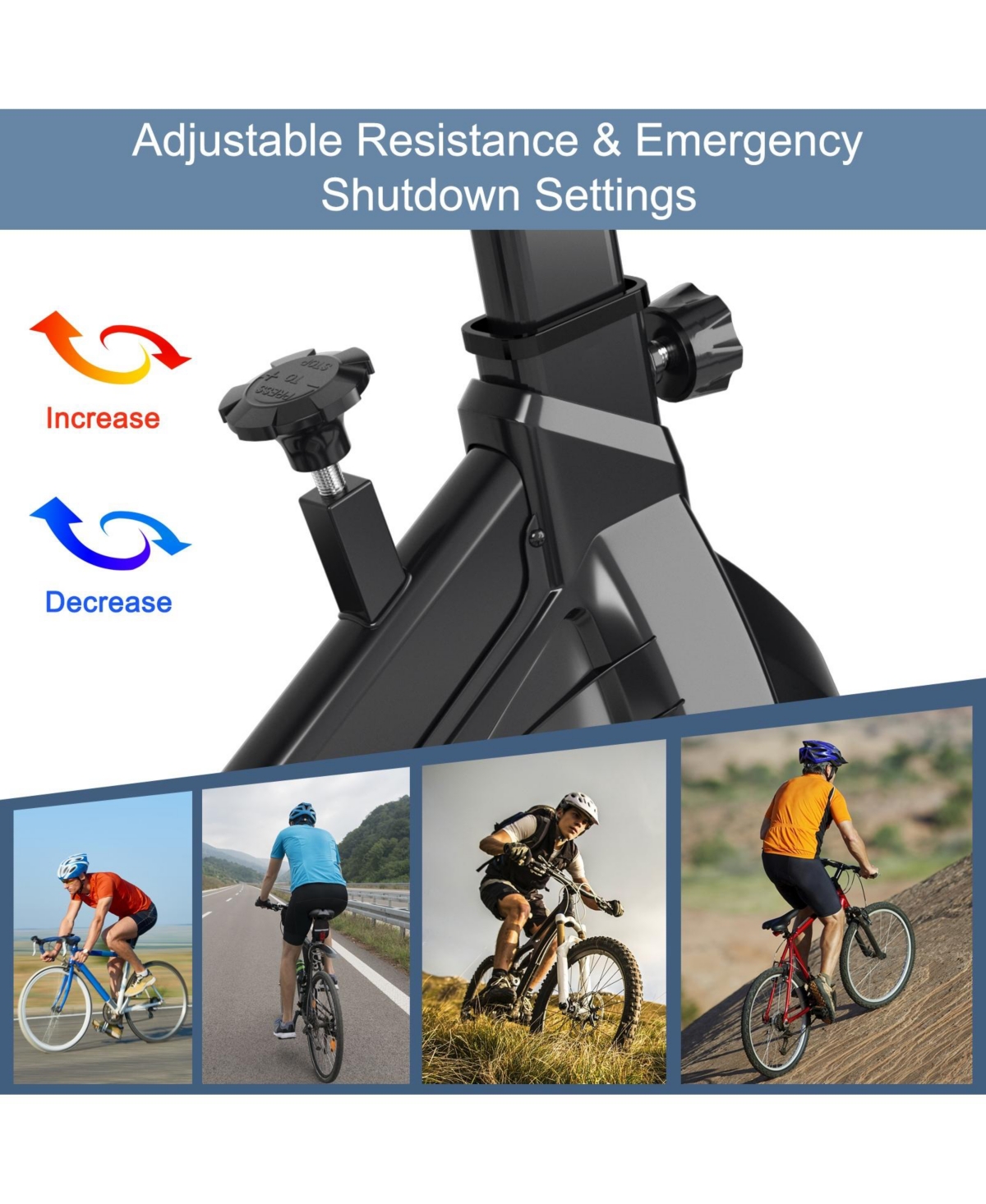 Sugift Indoor Silent Belt Drive Adjustable Resistance Cycling Stationary Bike-Blue