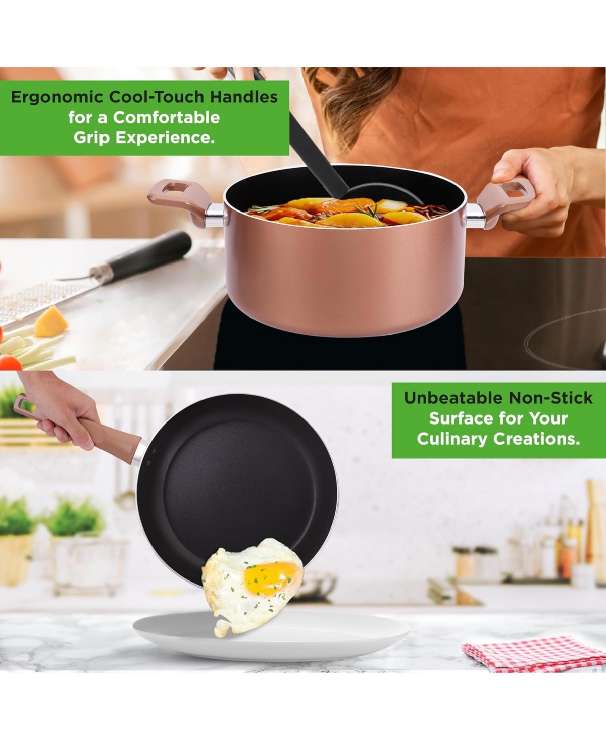 NutriChef Kitchenware Pots & Pans - Stylish Kitchen Cookware Set, Non-Stick (13-Piece Set)