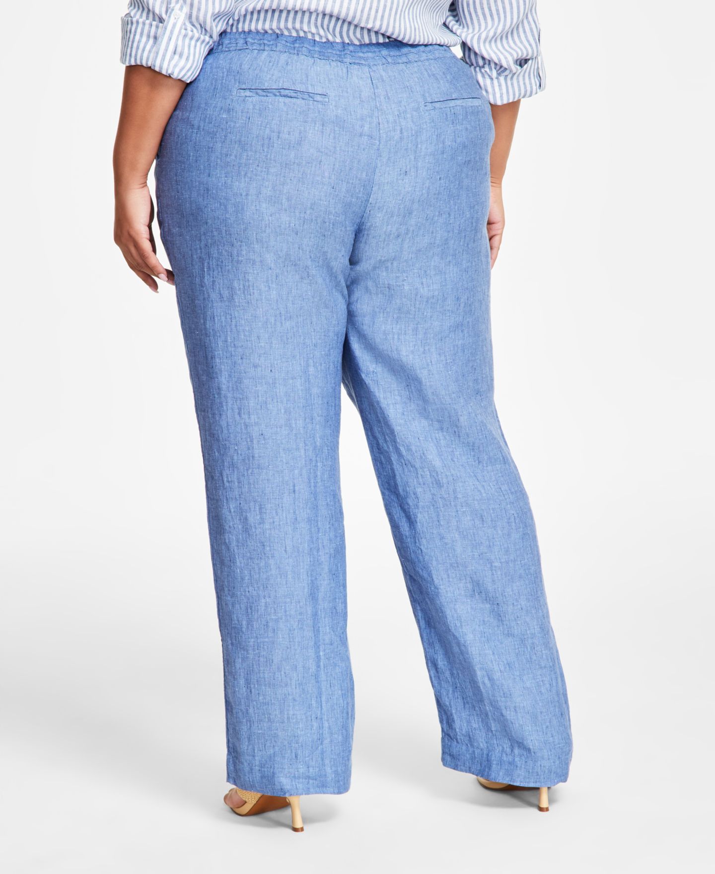 Женские брюки Charter Club Plus Size 100% Linen, цвет: Синий океанский — фото 4
