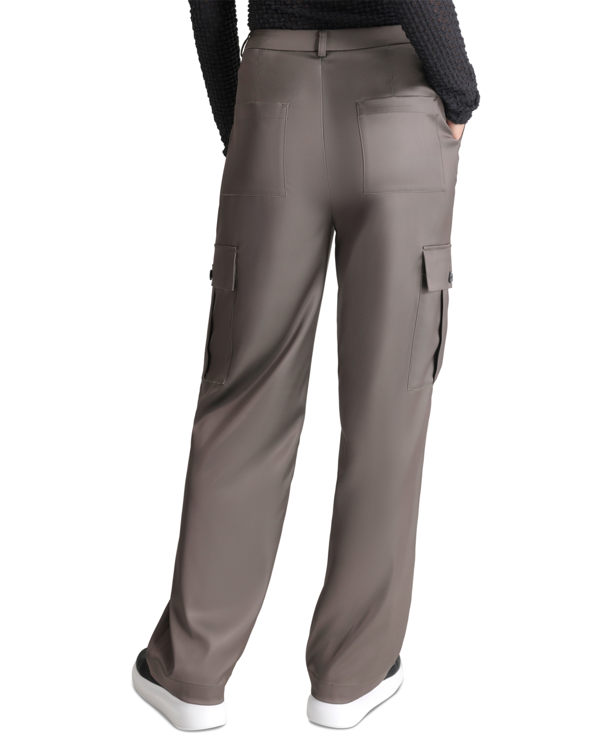 DKNY JEANS WOMEN'S STRETCH SATIN CARGO WIDE-LEG PANTS 